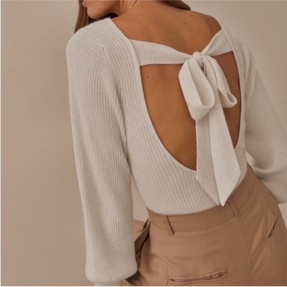 Reformation cashmere Alber Cream Large Sweater long sleeve top me back - Picture 7 of 8